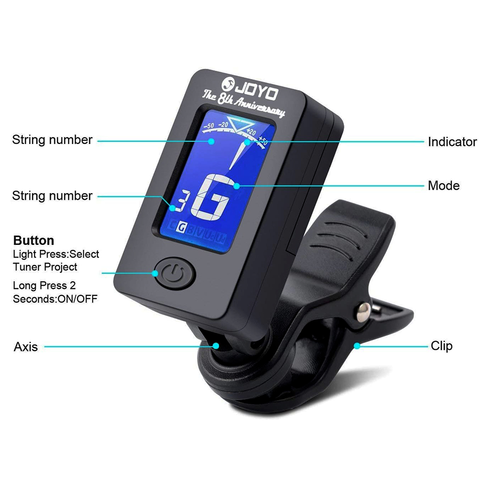 JOYO Guitar Tuner JT-01 360 De - огляд і ціна Guitar Tuner Clip