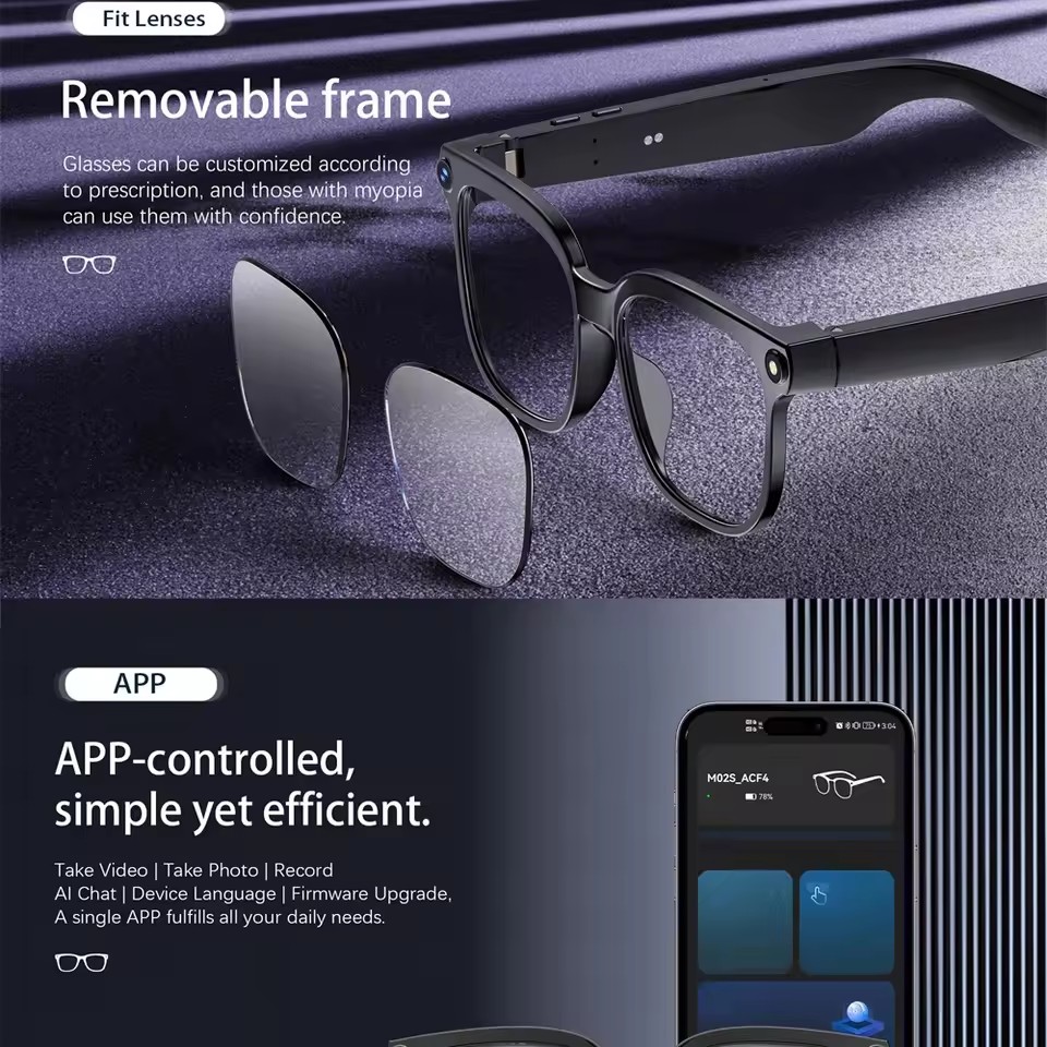 M02S AI Smart Glasses 8MP Came - огляд і ціна Audio Music To Video Ai Free