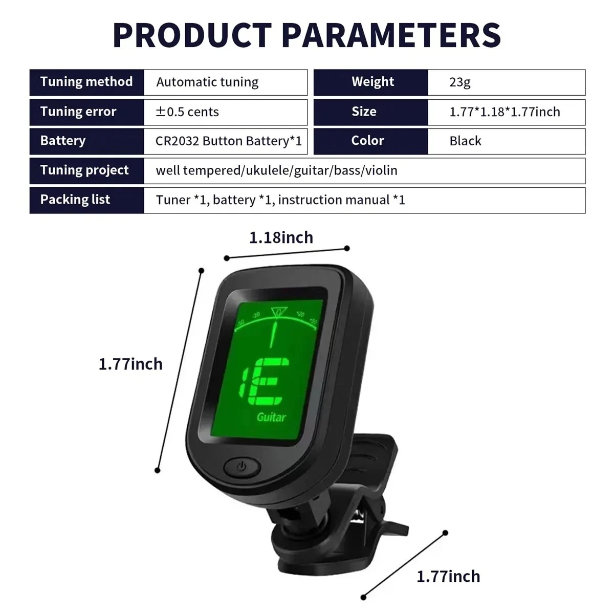 Bass Ukulele Violin Mandolin B - огляд і ціна Guitar Tuner Clip