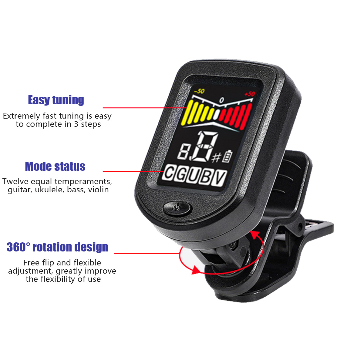 Clip-On Guitar Tuner with Regu - огляд і ціна Guitar Tuner Clip